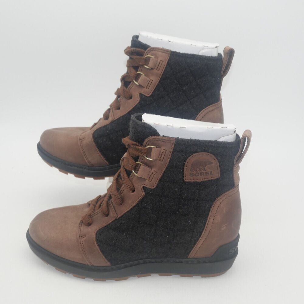 NEW SOREL Evie II NW Lace Boots Bootie Women's 6.5 Tobacco Brown Black